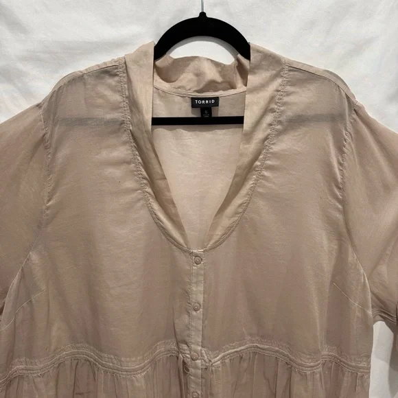 Torrid Size 5 Boho Gauzy Cotton Peasant Top Tassel Detail Relaxed Fit Milkmaid - Picture 4 of 14